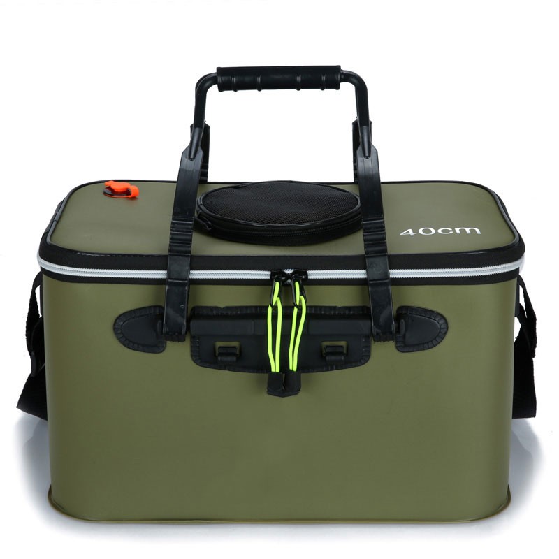 活鱼桶鱼箱钓鱼桶鱼护桶折叠钓箱加厚水桶多功能装鱼桶 柠檬黄 20x20