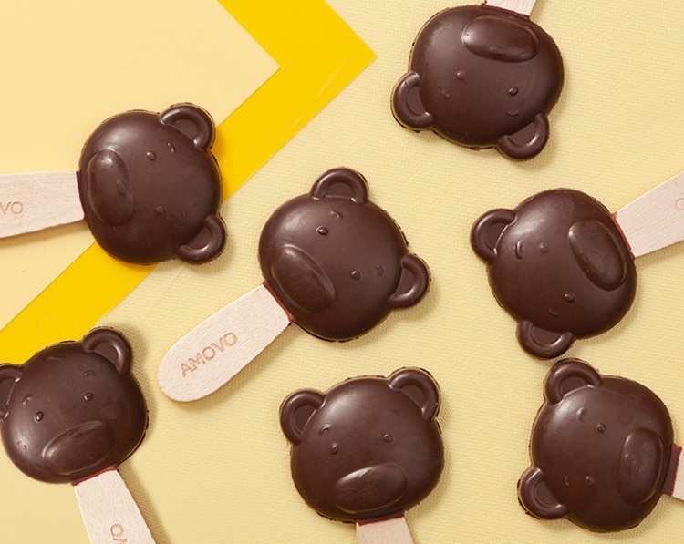 魔吻amovo2盒装小熊棒棒糖儿童巧克力礼盒装糖果生日礼物休闲零食黑巧