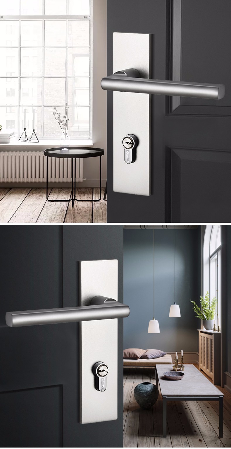 迪纳deinar德国deinar门锁室内卧室房门静音锁黑色欧式实木门锁简约锁