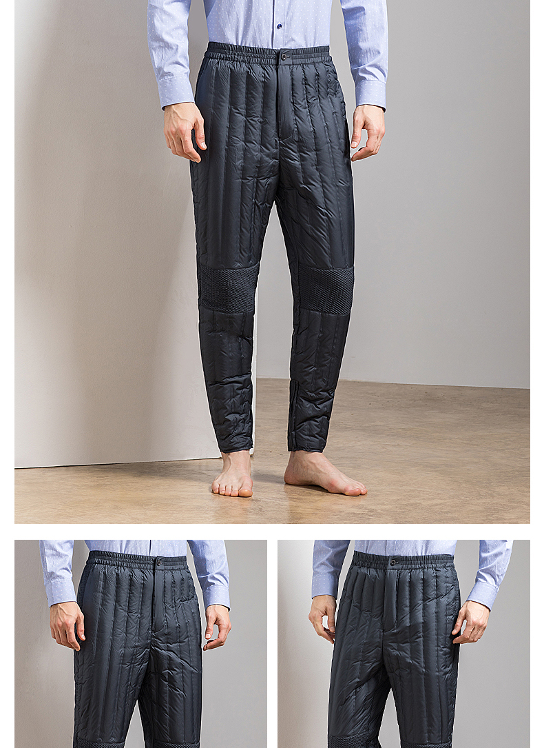 南极人2019羽绒裤男内穿中老年冬季新款男士加厚白鸭绒高腰羽绒保暖