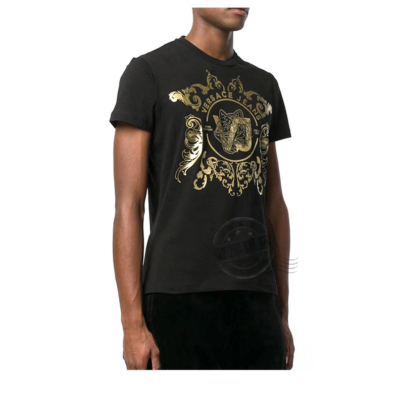 范思哲(versace)男t恤vj系列虎头图案圆领短袖黑色 b3gta75h 6590 899