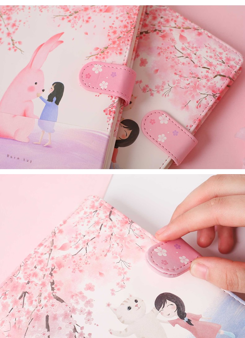 金谷小清新韩国手账本樱花笔记本子可爱学生彩页插画手帐复古日记少女