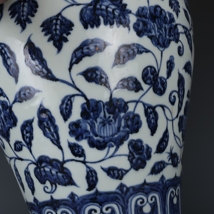 景德镇仿古青花缠枝花卉纹梅瓶古董古玩仿古做旧瓷器收藏品摆件