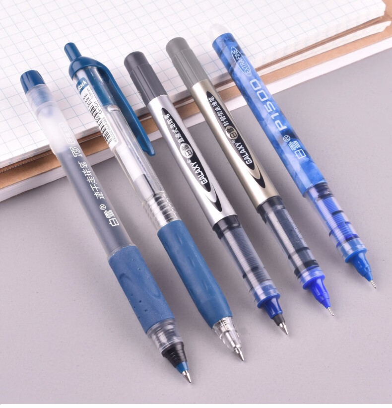 白雪snowhite蓝黑中性笔05mm墨蓝色处方笔水性笔直液式走珠笔速干医生