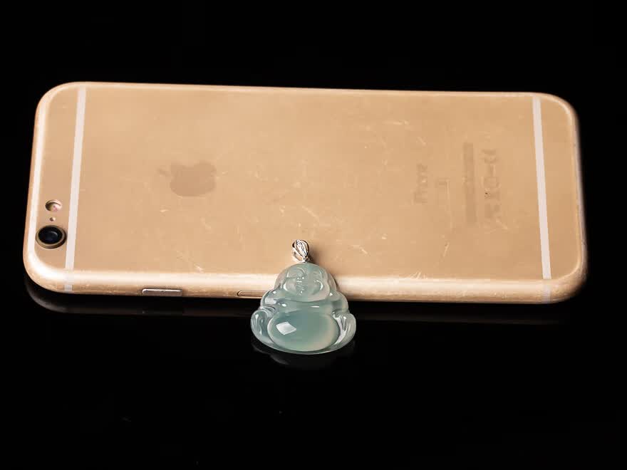 祥缘翡翠a货18k金扣头冰种佛公吊坠557克