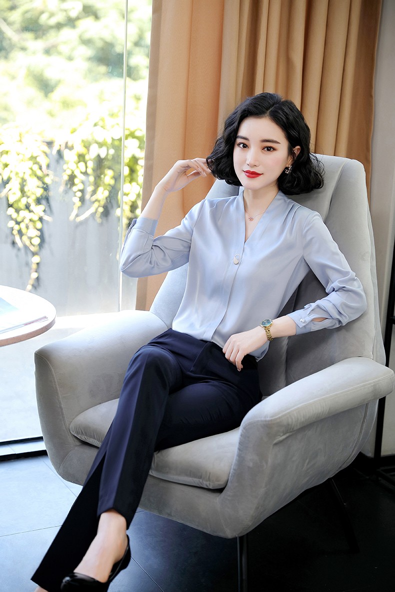 dgpz衬衫女商务休闲正装衬衣ol通勤女士上衣打底衫显瘦工作服wy303