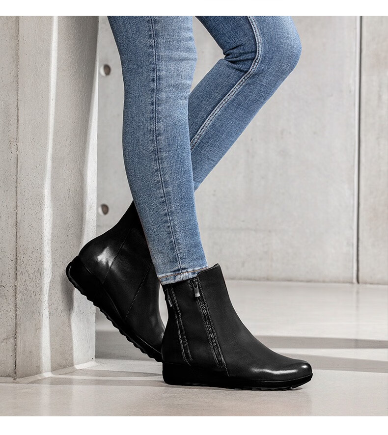 mephisto/马飞仕图 秋冬新款女靴短靴真皮低筒靴中跟牛皮女靴子