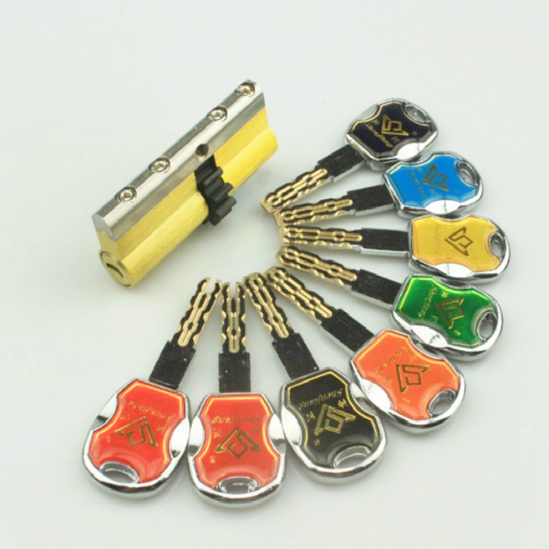 e级盼盼防盗门小帅锁芯10齿七彩锁芯保德安十齿9代36叶片多轨道变位