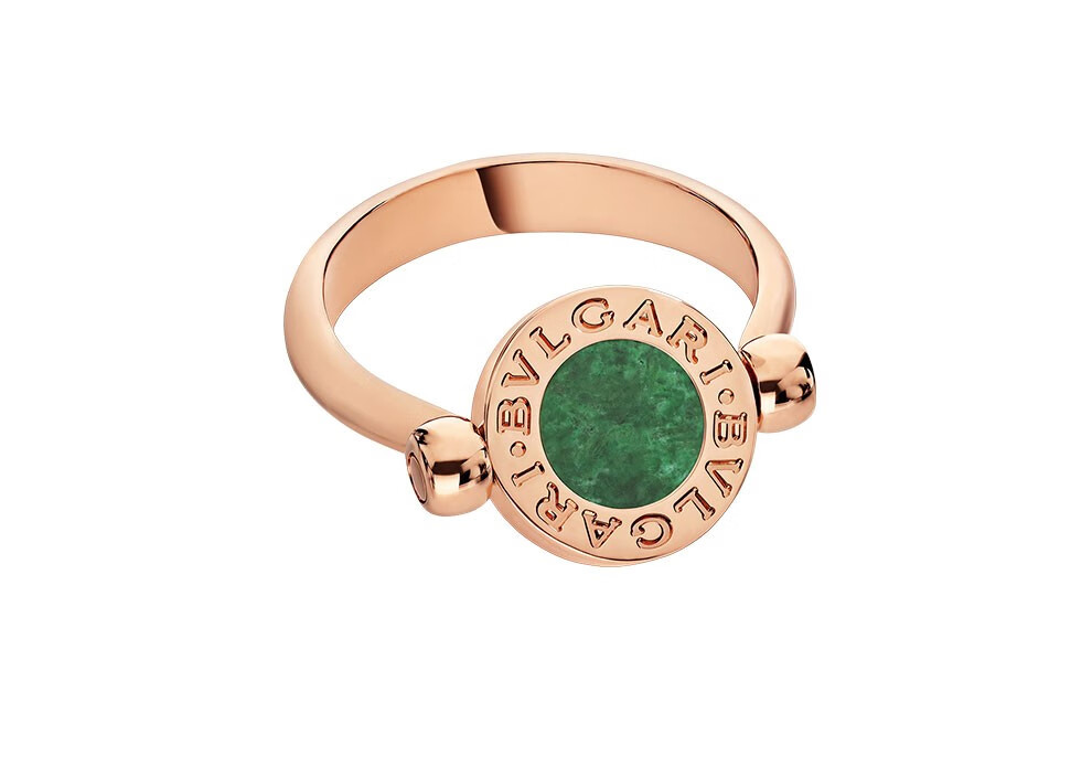 bvlgari宝格丽戒指女士翡翠镶钻旋转戒指 可双面佩戴 an857356【全球