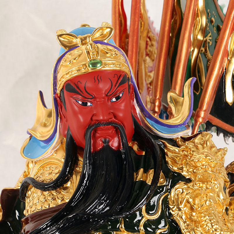 圆通工艺铜贴金武财神关公居家摆件开业礼品关二爷纯铜像威武霸气16寸