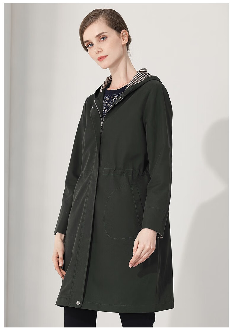 米兰登秋装新品中老年女装风衣妈妈装外套中长款大码wk380001 卡其