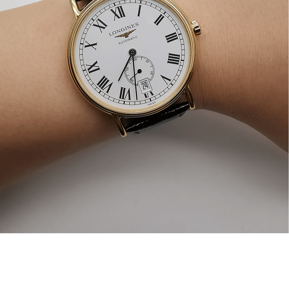 二手95新浪琴优雅瑰丽系列l48052112男士机械腕表镀金表径385mm