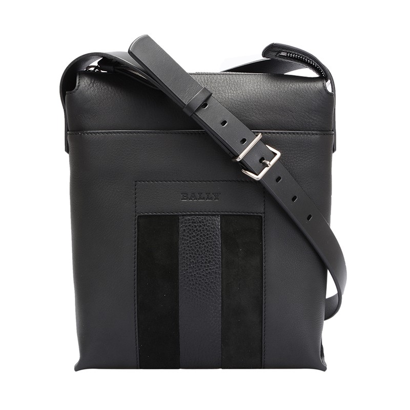 包邮bally巴利男包男士皮质单肩斜挎邮差包baumas57海军蓝色