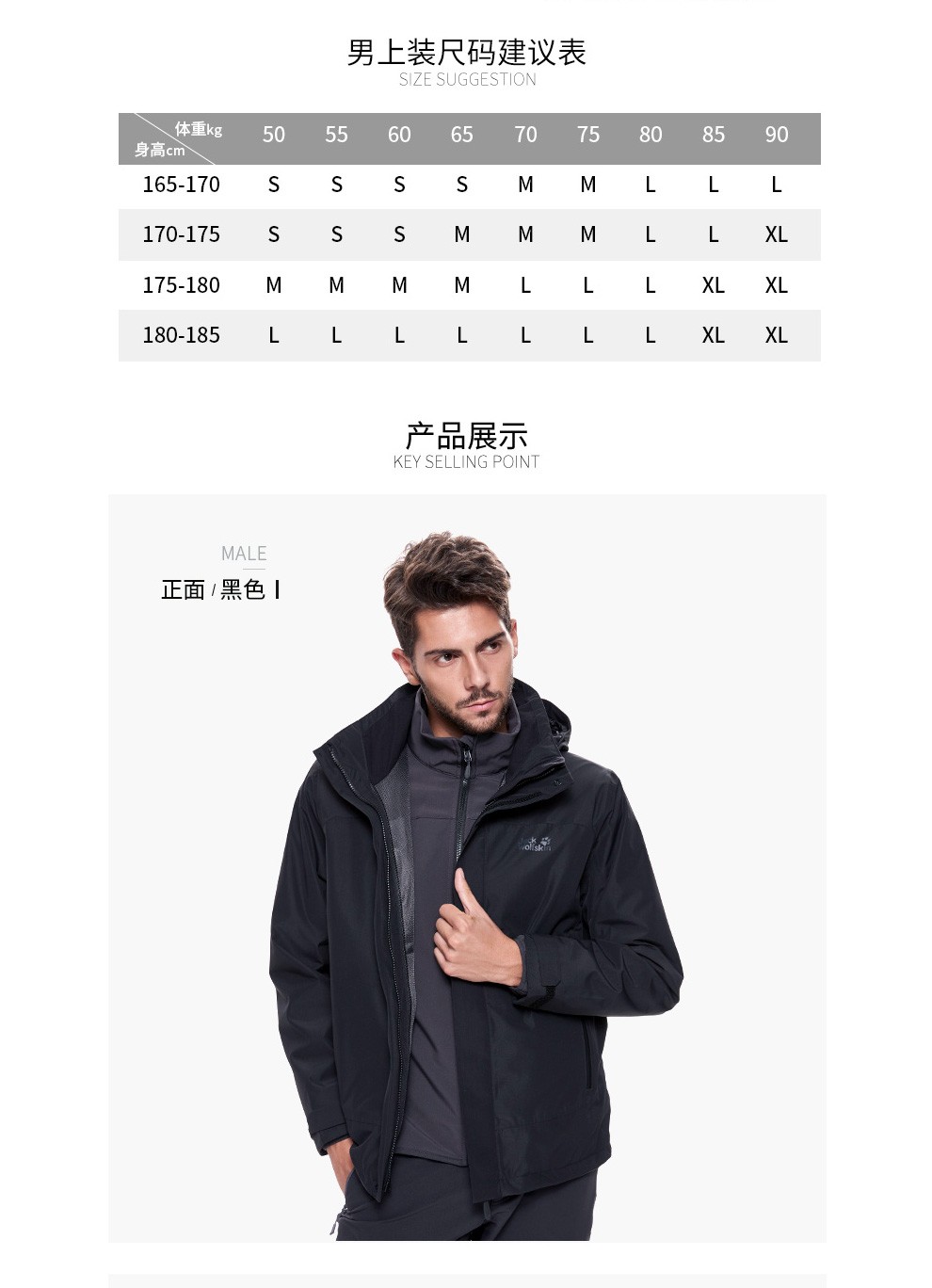 jack wolfskin 狼爪18秋冬新款男士软壳内胆三合一冲锋衣5118352