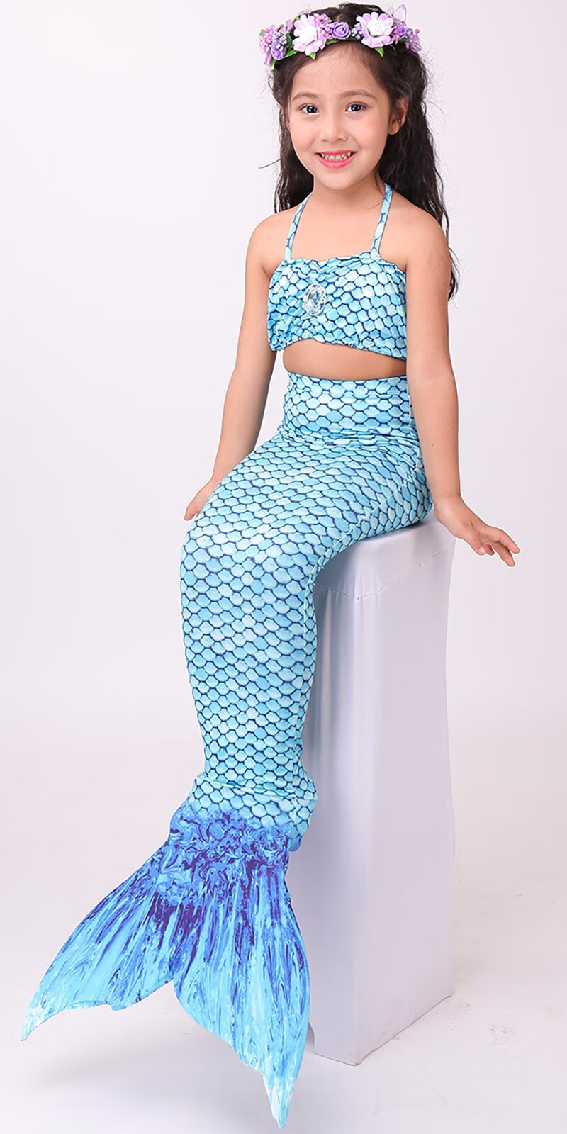 诺菲熊儿童美人鱼尾巴公主裙子服装 女童女孩美人鱼的衣服套装游泳衣