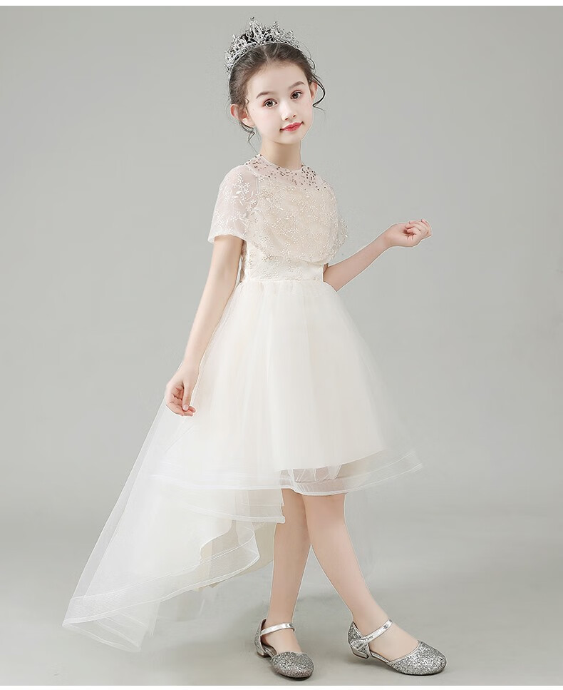 女童披肩礼服裙模特走秀服装花童婚纱小女孩晚会公主裙蓬蓬纱裙主持人