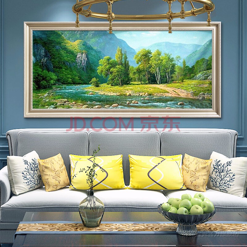 欧式客厅装饰画沙发背景墙画现代山水风景画简约纯手绘油画书房办公室