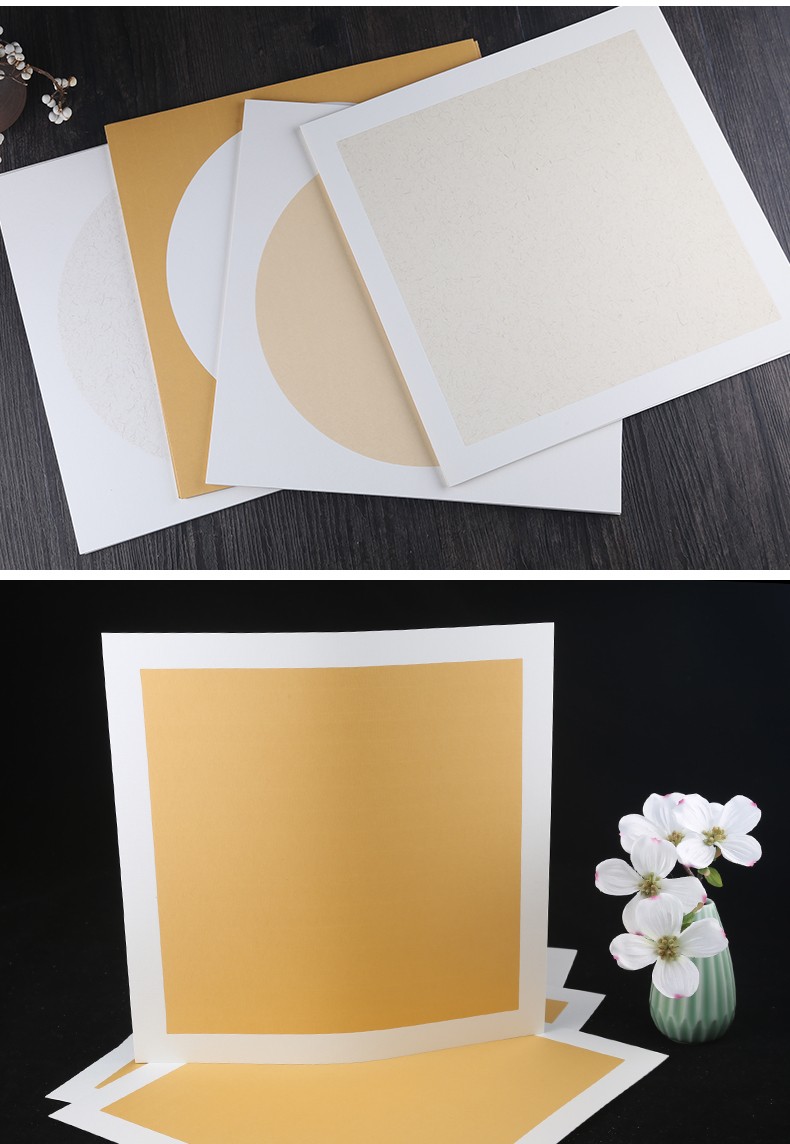 萱雅斋加厚宣纸卡纸国画镜片纸空白生宣圆形镜片扇面工笔画熟宣儿童