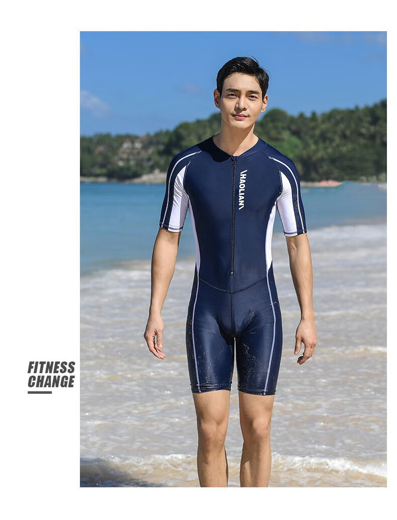 浩恋新款情侣泳衣男士泳衣连体潜水服速干防晒游泳衣防水母泳装泳镜