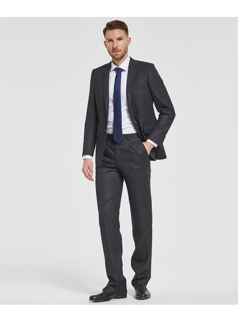 judger庄吉断码特价款商务正装条纹西装男上衣981羊毛轻绒面男士西服