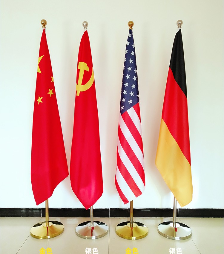 刻沫 室内落地旗杆 不锈钢国旗党旗红旗架 伸缩立式旗杆 粗重款金色 3