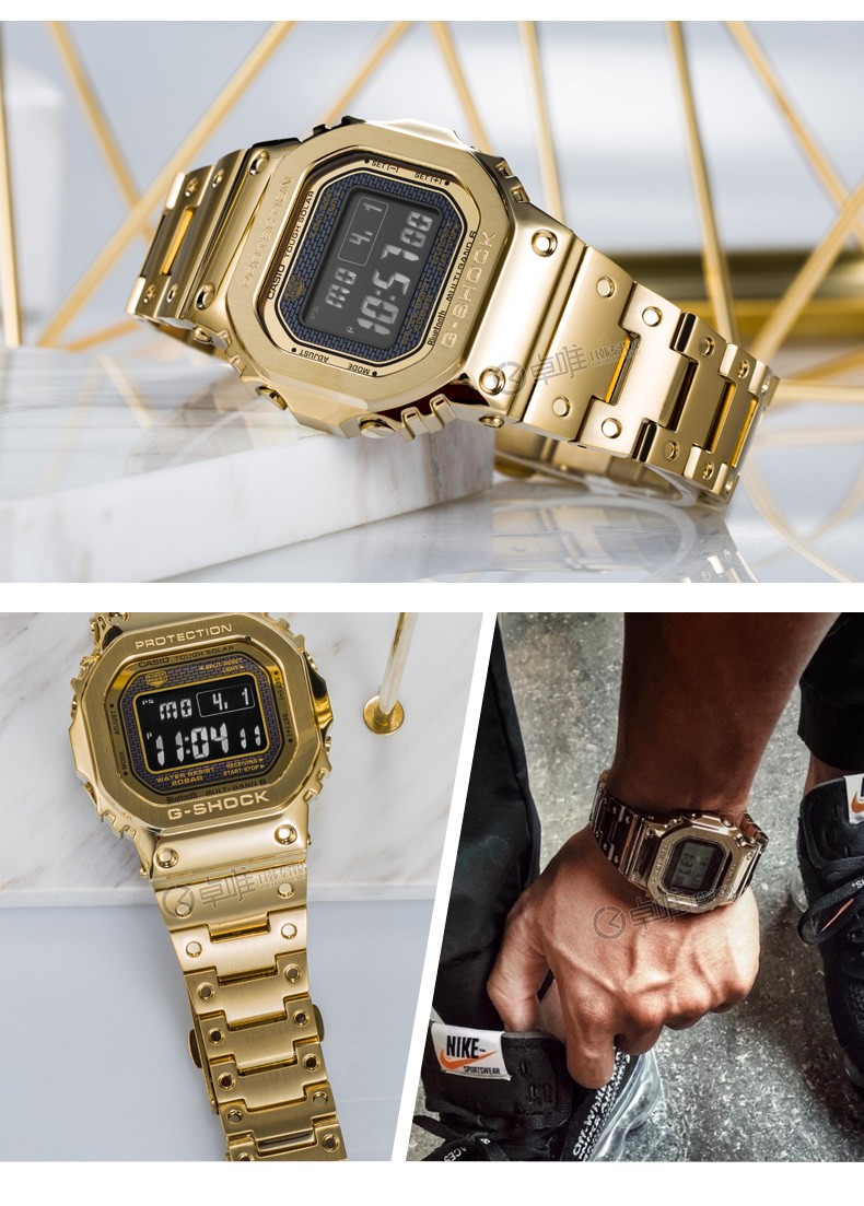 卡西欧男士手表限量款小金砖g-shock太阳能防水表 gmw-b5000d-1dr