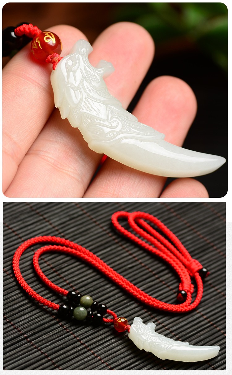 客瑞思和田玉狼牙吊坠狼牙青玉吊坠男女款项链玉坠玉石新款挂坠情侣款