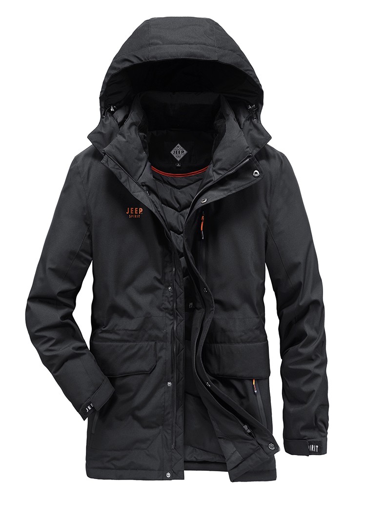 吉普(jeep)羽绒服男秋冬新款保暖防寒外套青年加绒加厚鸭绒休闲冬装