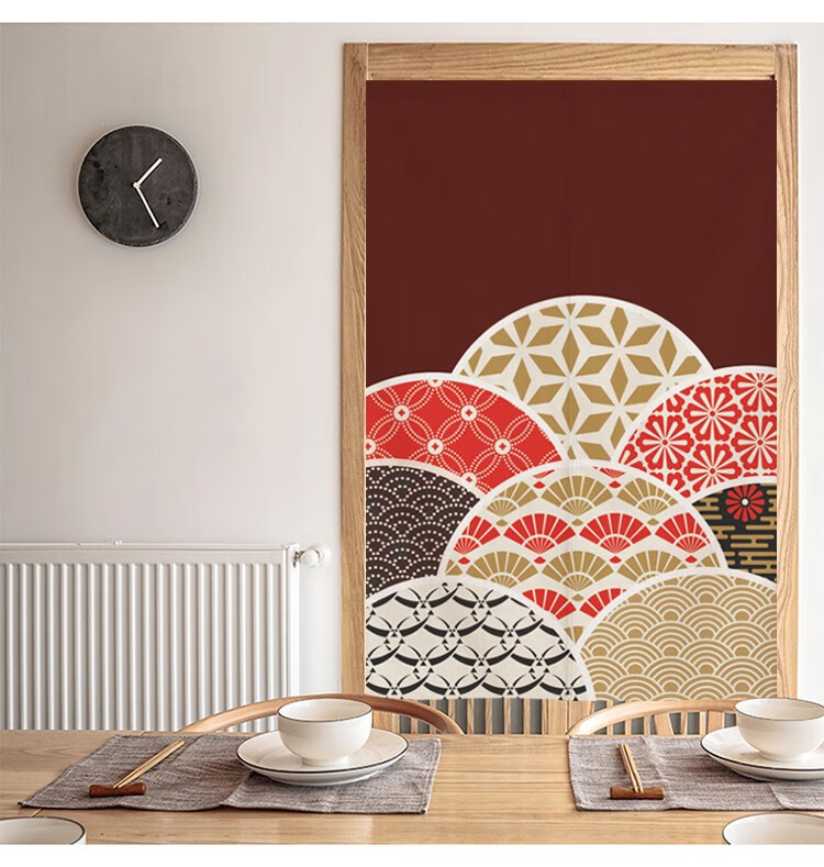 日式和风条纹花纹图案门帘布帘隔断帘居酒屋进户门大门口日系遮挡短款