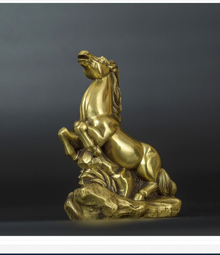 古铜官黄铜生肖马摆件马摆件办公室客厅书柜电视柜高档手工工艺品跃马