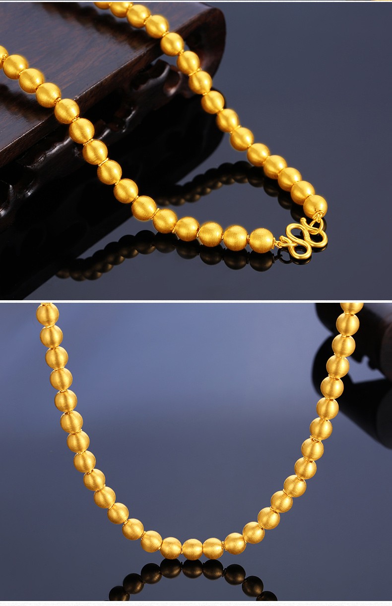 金龙珠宝黄金项链女款9999足金古法传承拉丝佛珠项链gn145d约67克