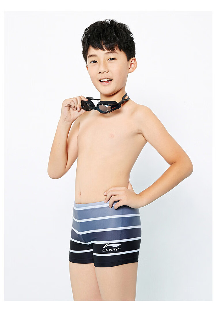 李宁lining儿童泳裤速干舒适亲肤运动男童泳裤咖色xs