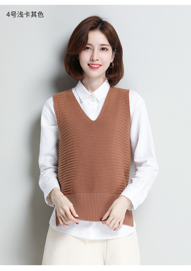 恒源祥女士毛衫秋季新款100%纯羊毛宽松毛衣女针织衫内搭背心22tm9075