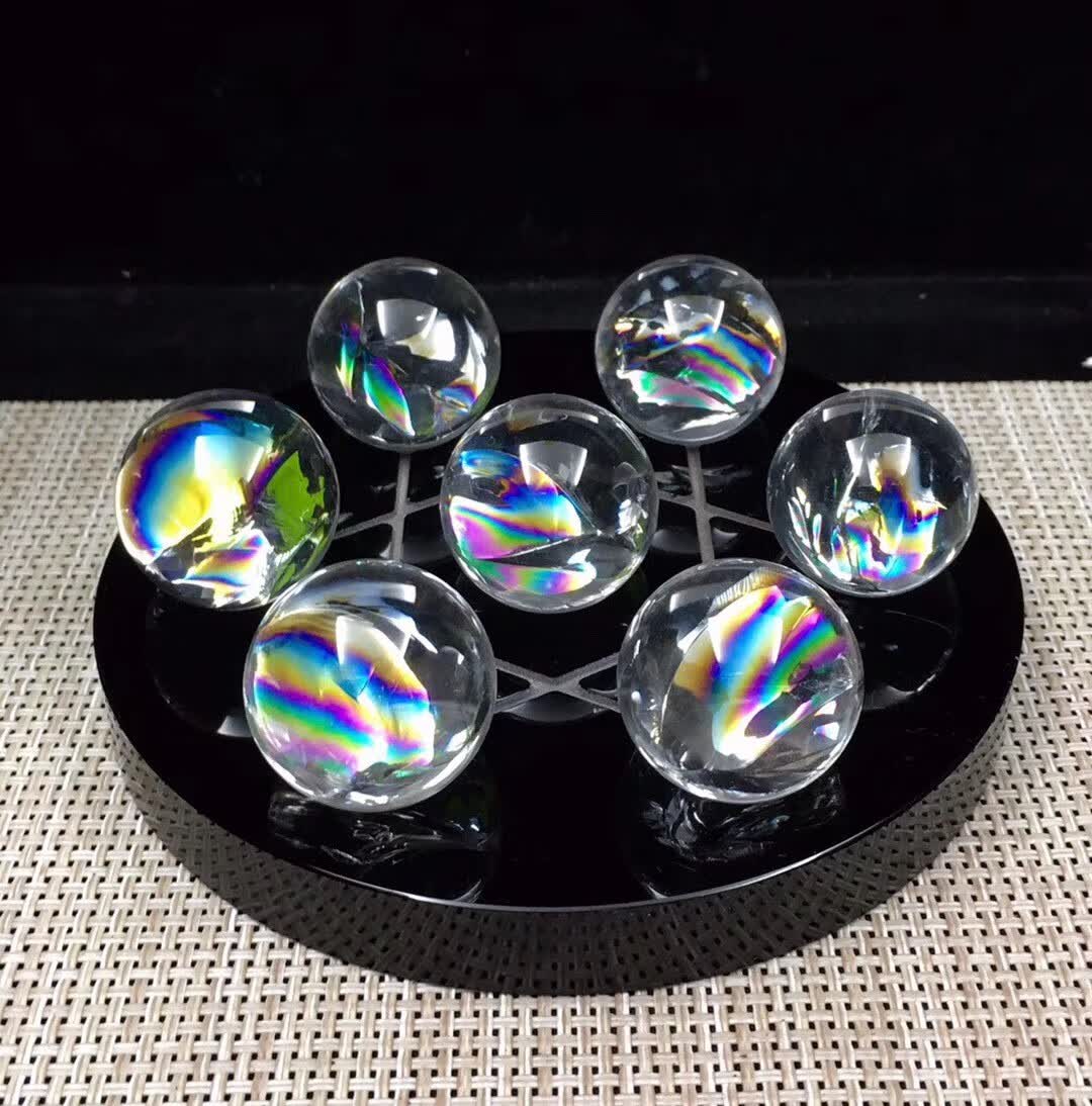 震昊天然七彩光白水晶七星阵 晶体干净 圆润饱满 水润通透 简约百搭