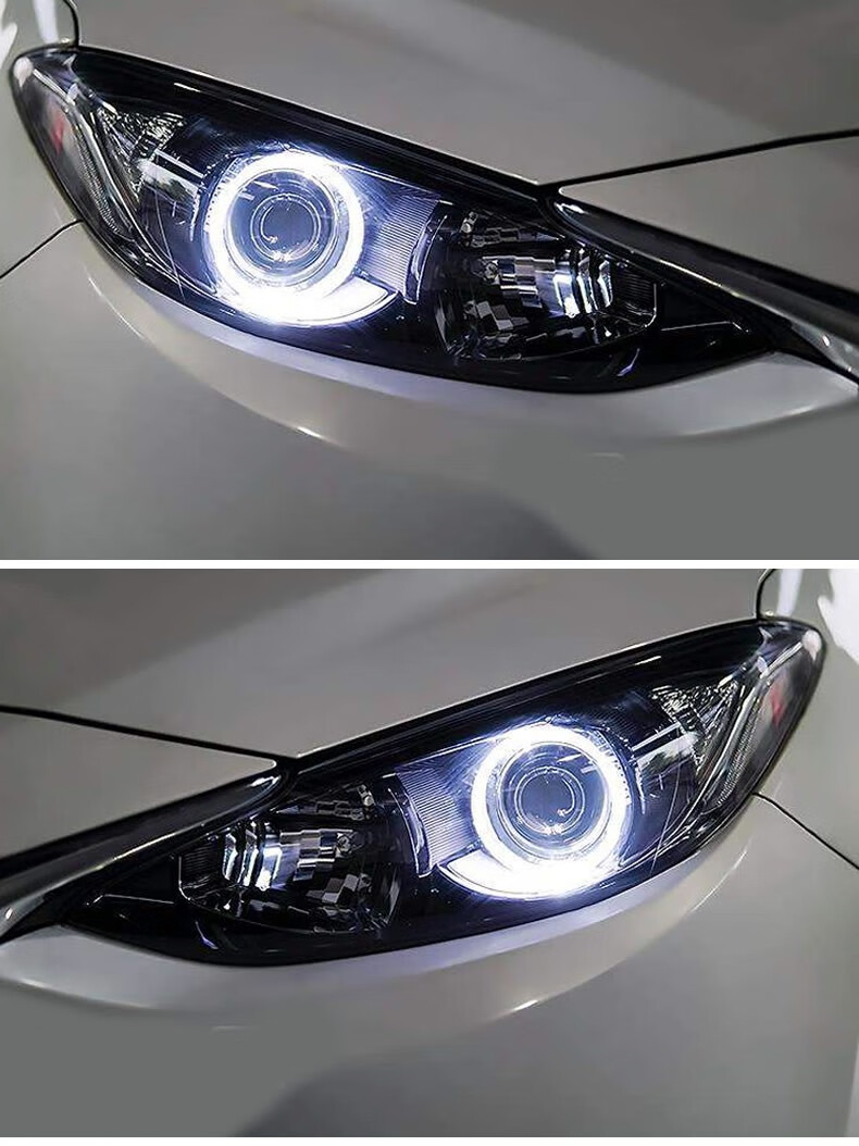 雪袍 马自达3昂克赛拉大灯总成 新星骋天使眼改装流光转向日行灯m3马3