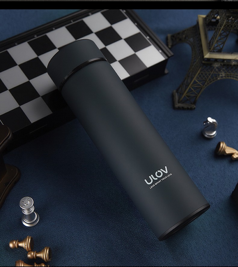 悠乐保温杯男女316不锈钢水杯学生便携式带滤网茶杯车载家用杯子 本色