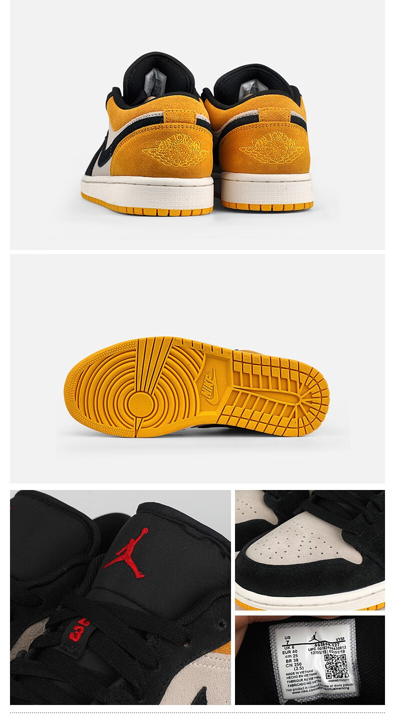 耐克air jordan 1 low black toe aj1黑脚趾低帮 黑红 黑黄男女篮球鞋