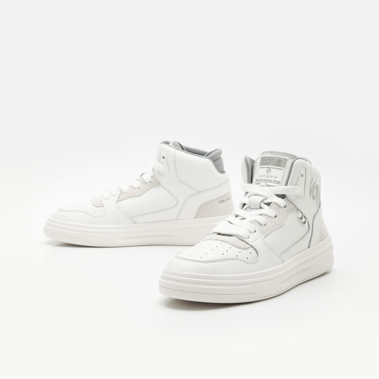 纳维凯尔navigare女士爆款意大利小帆船高帮耐磨时尚运动休闲白鞋休闲