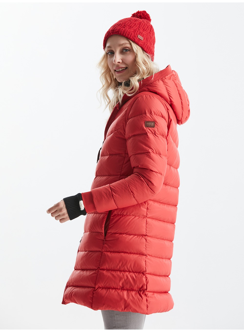 aigle艾高longberygd女款中长款防泼水羽绒服深海军蓝i65424217596a