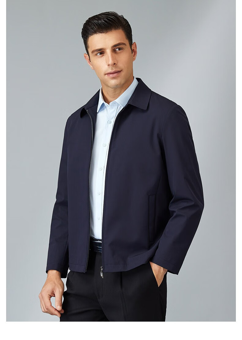 artao/雅涛 茄克男士商务休闲上衣秋装新款青中年纯色微弹舒适简约