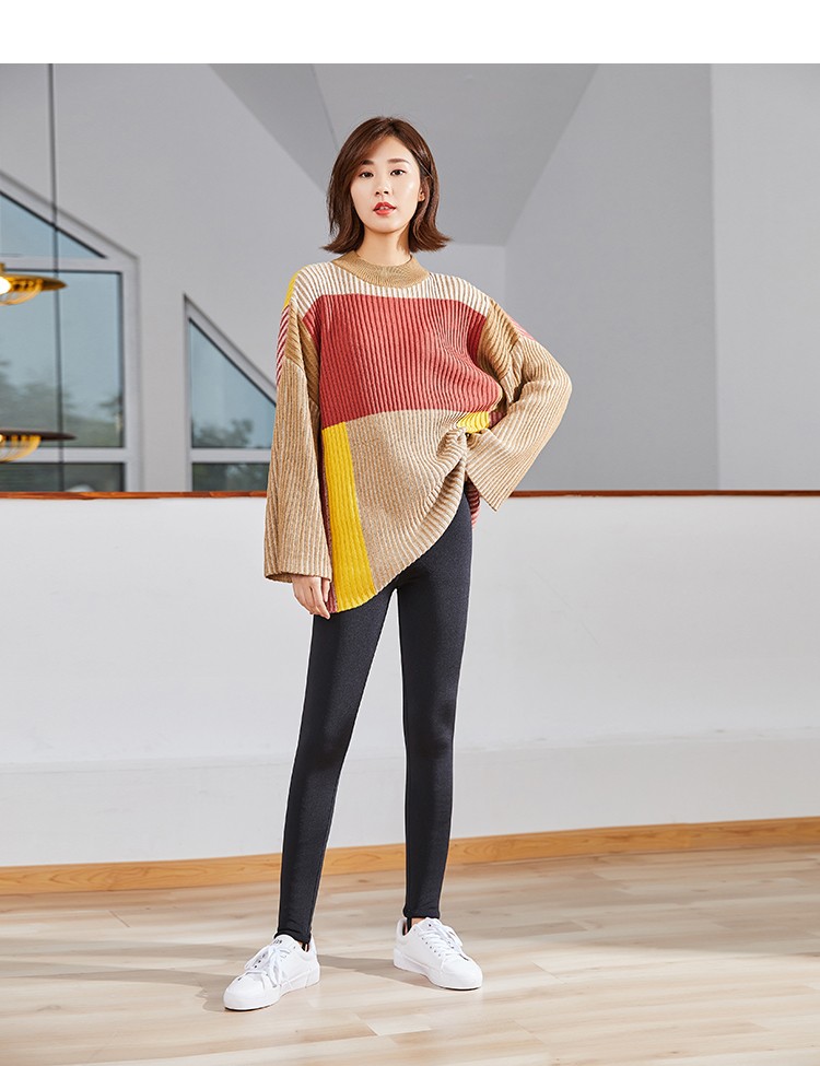 浮香鸣 光泽裤女加绒高腰打底裤女外穿秋冬加厚光面保暖棉裤弹力黑色