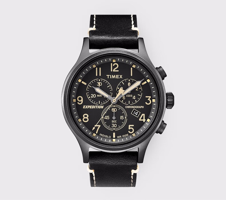 官方旗舰timex天美时男表欧美表三眼记时多功能腕表全盘夜光100米防水