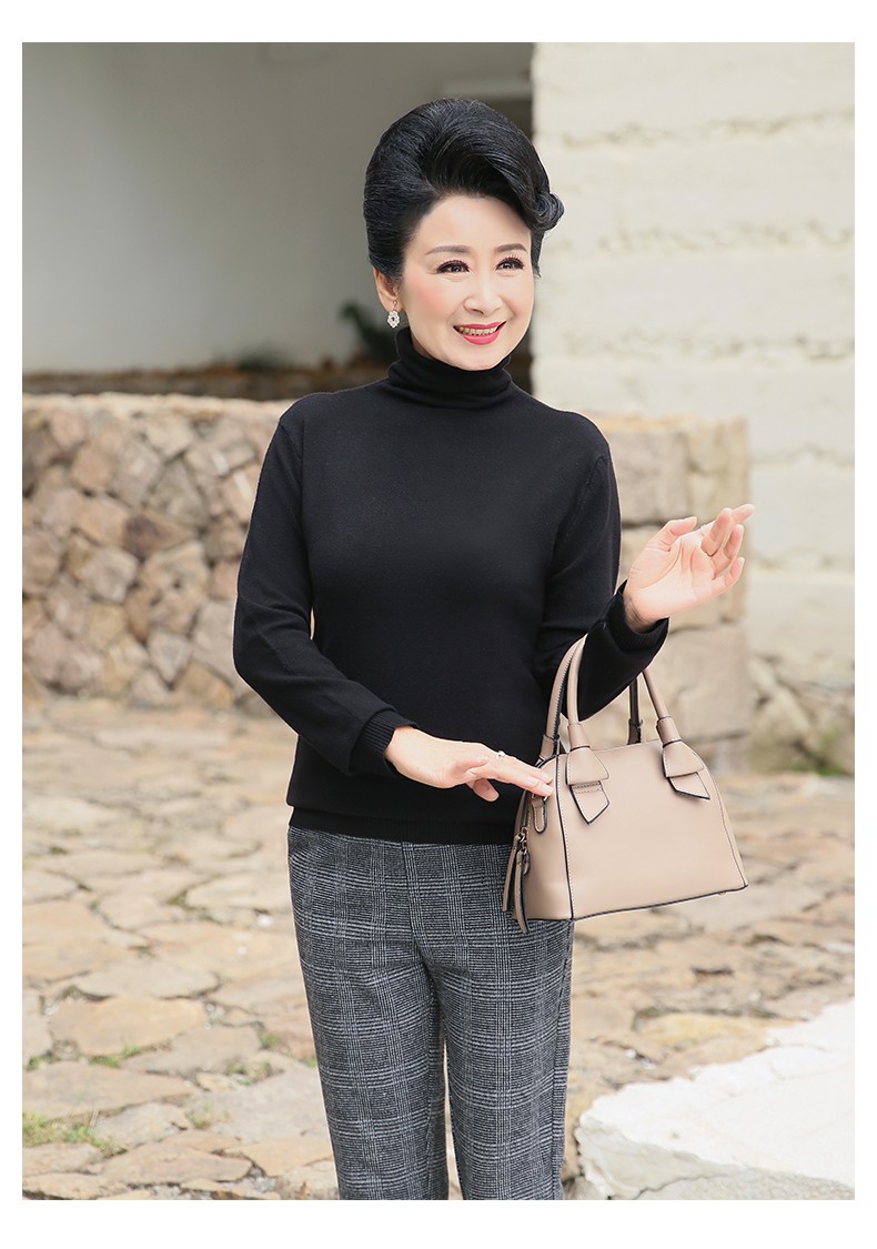 香颜中年女装高领毛衣中老年秋装长袖上衣妈妈秋冬秋衣外穿洋气打底衫