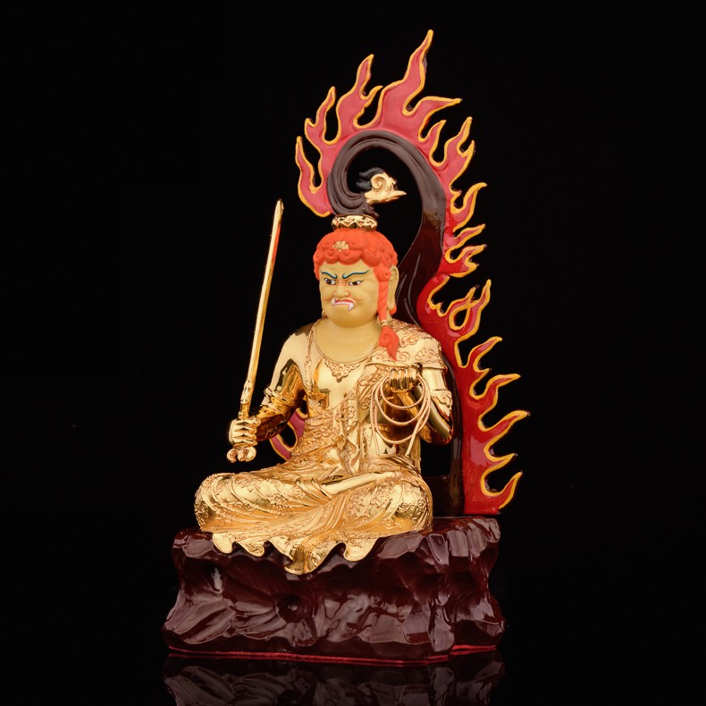 台湾盛凡不动明王佛像鎏金黄铜不动尊菩萨属鸡本命佛家居摆件sm19不动