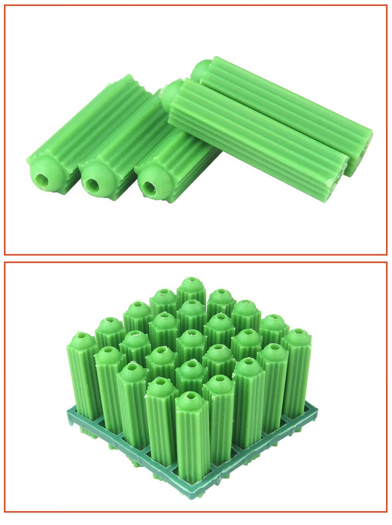 creaby绿色塑料膨胀管8mm胶塞尼龙膨胀螺丝胶粒墙塞锚栓涨塞国标m6