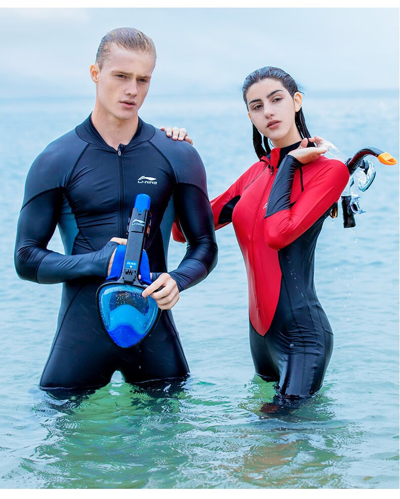 李宁lining潜水服男女连体游泳衣速干水母衣服潜水泳衣裤服防晒冲浪服