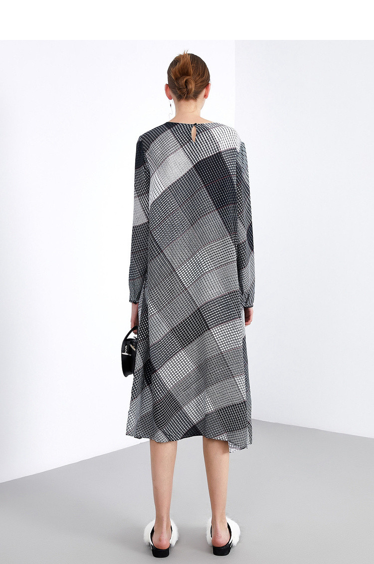 女装 连衣裙 marisfrolg 玛丝菲尔marisfrolg /时尚格纹长袖真丝