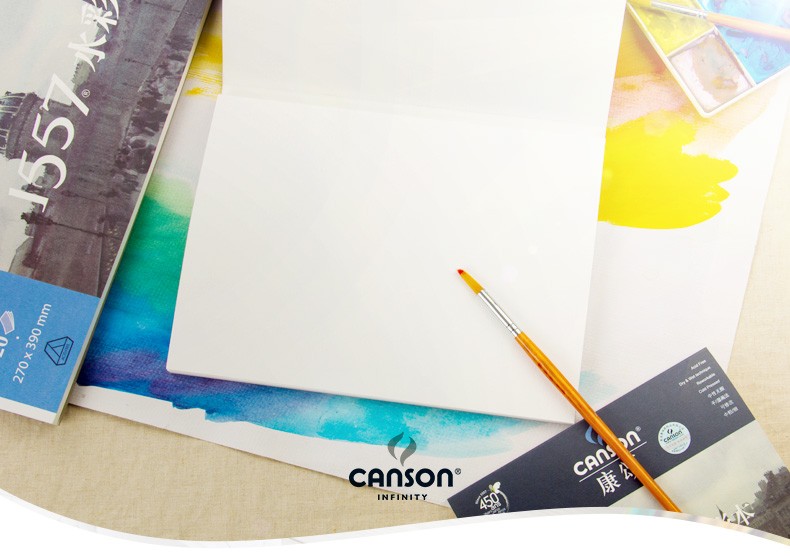 康颂canson1557水彩本300g中粗细纹双面纹理水彩纸20张本32k