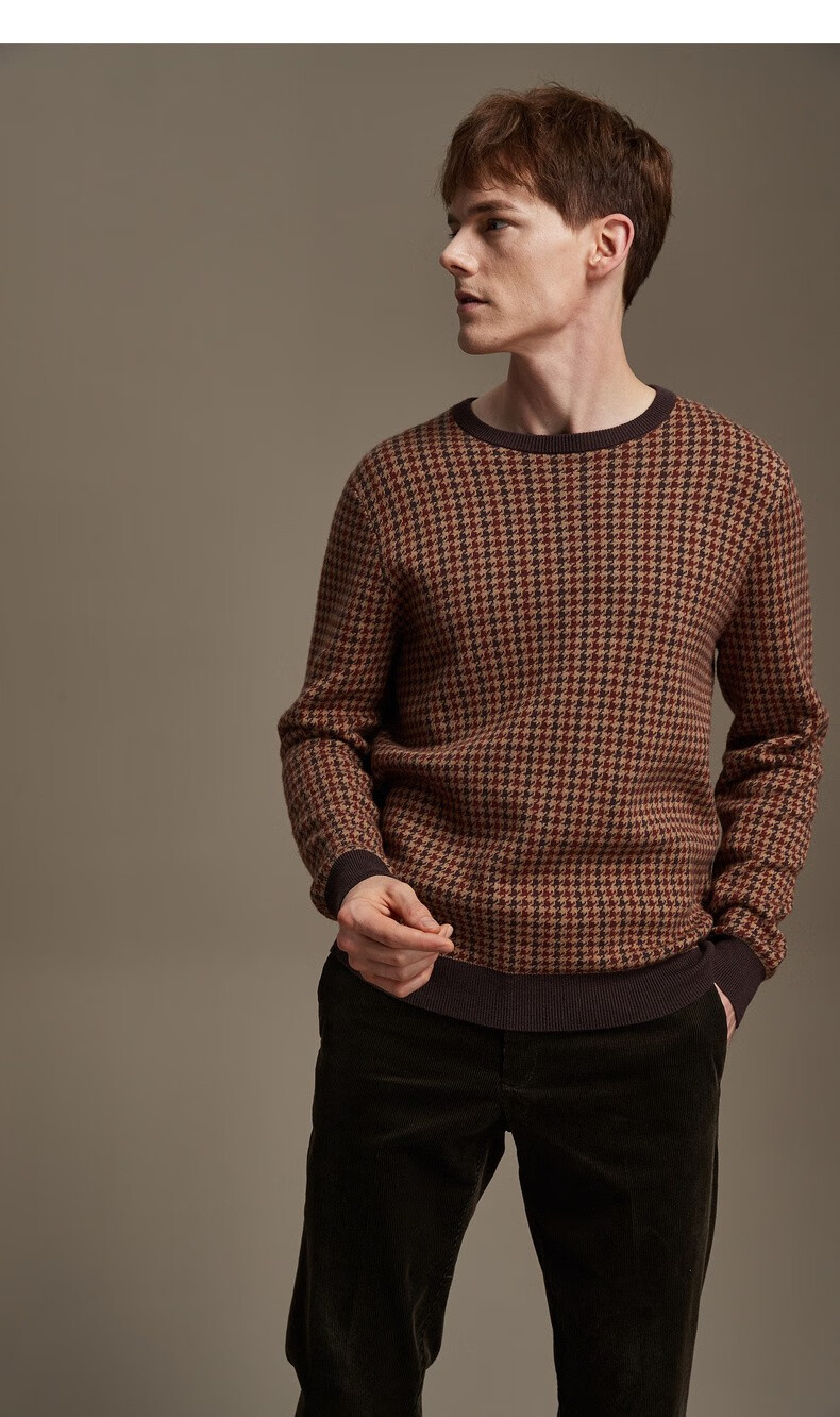 男装 针织衫 gant gant/甘特2019秋冬新品男士千鸟格棉毛混纺套头针织