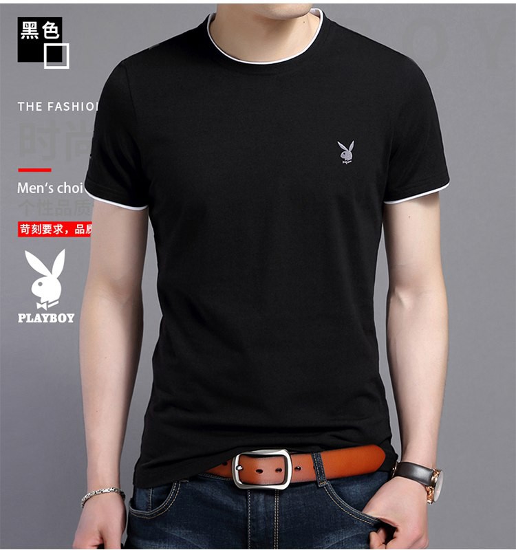 新品男士韩版潮流男装纯色休闲打底衫透气青年上衣服 1808黑色 2xl